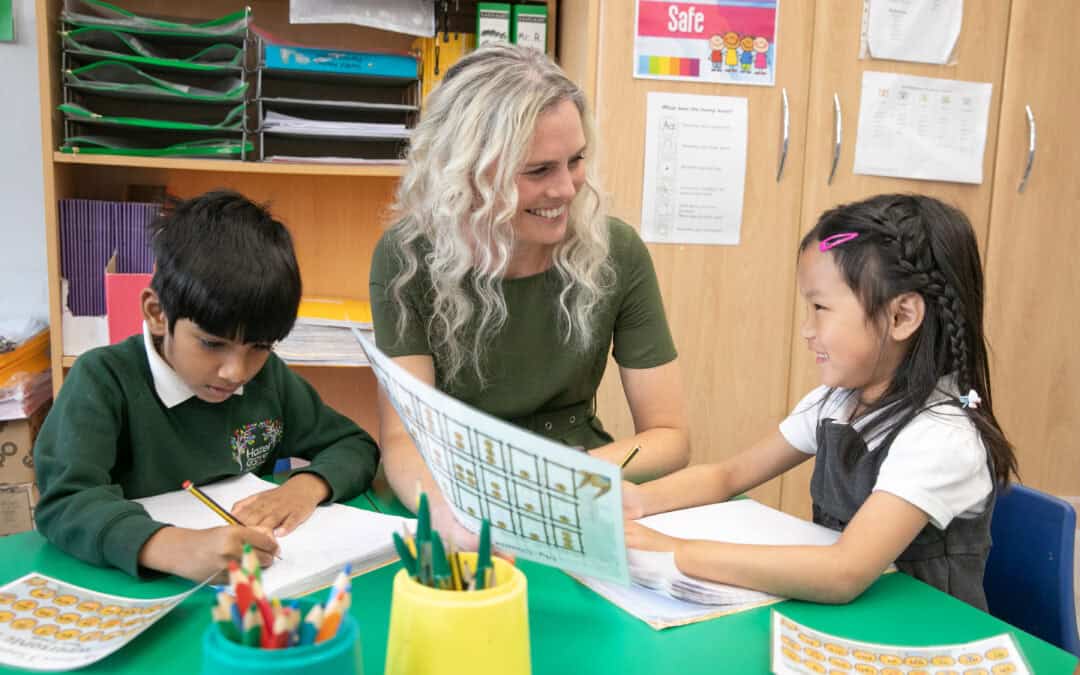 Pupils and teacher interaction.